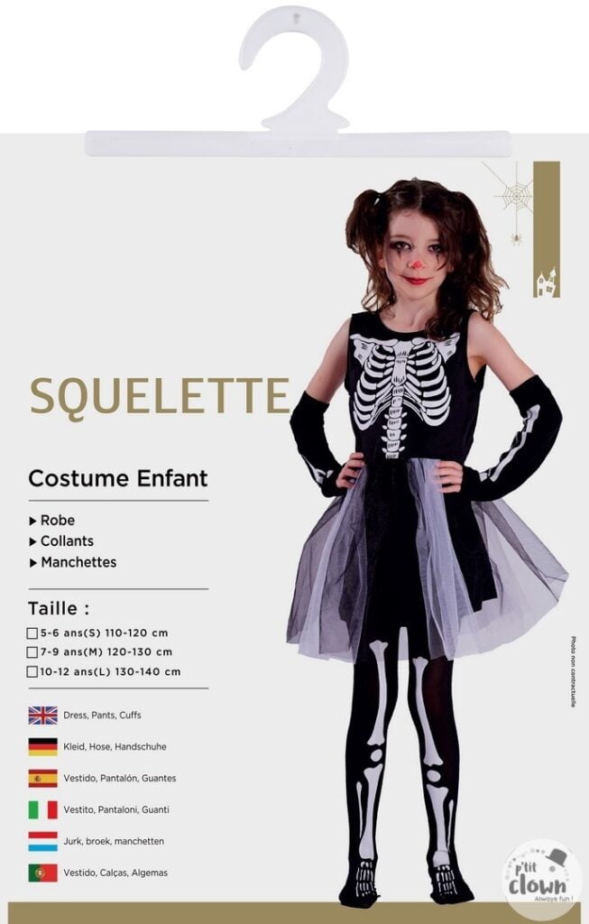 Déguisement Squelette Fille Halloween Carnaval