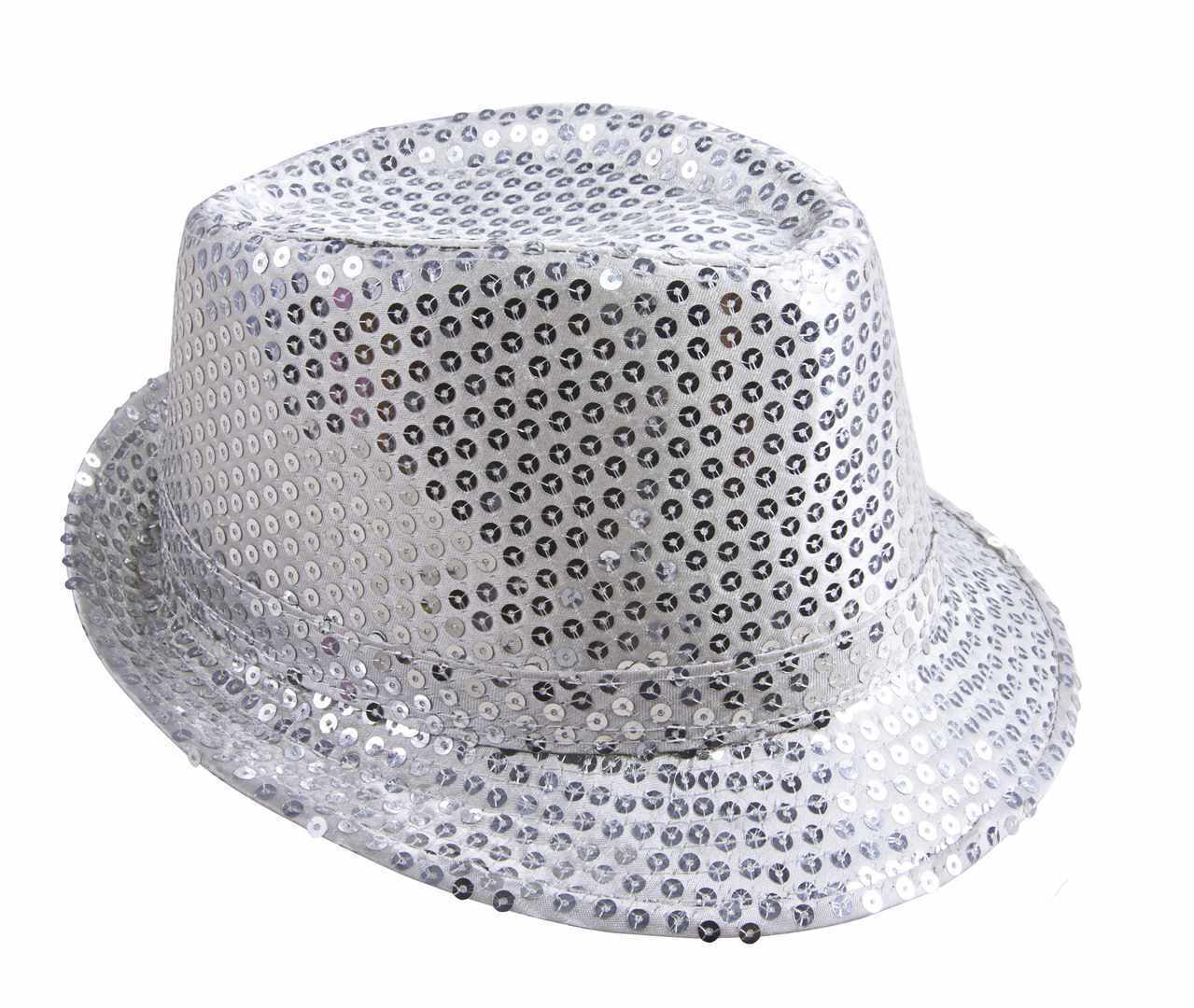 Chapeau borsalino a sequins adulte argent