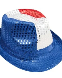 Chapeau borsalino à sequins – bleu, blanc, rouge