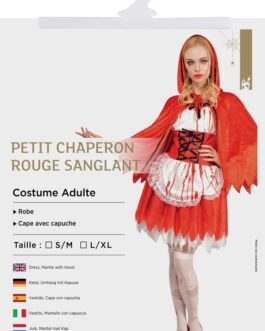 Déguisement Petit Chaperon rouge sanglant – adulte