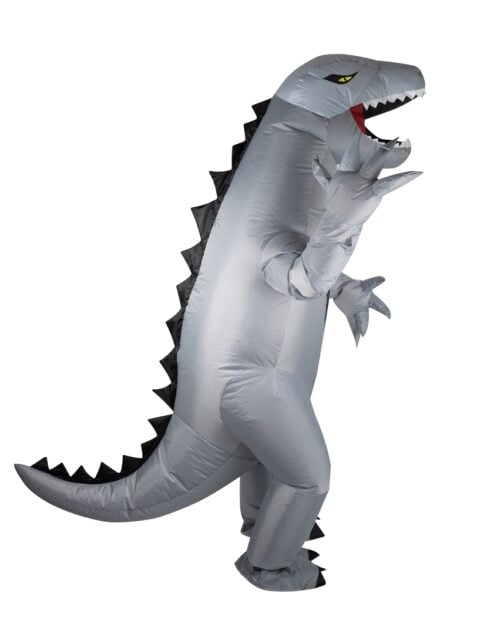 Costume gonflable dinosaure gris adulte 2