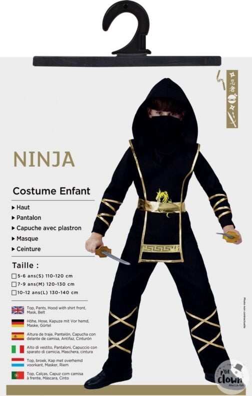 Costume ninja enfant noir or 2