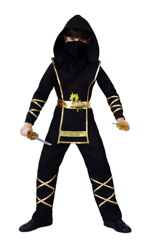 Costume ninja enfant noir or