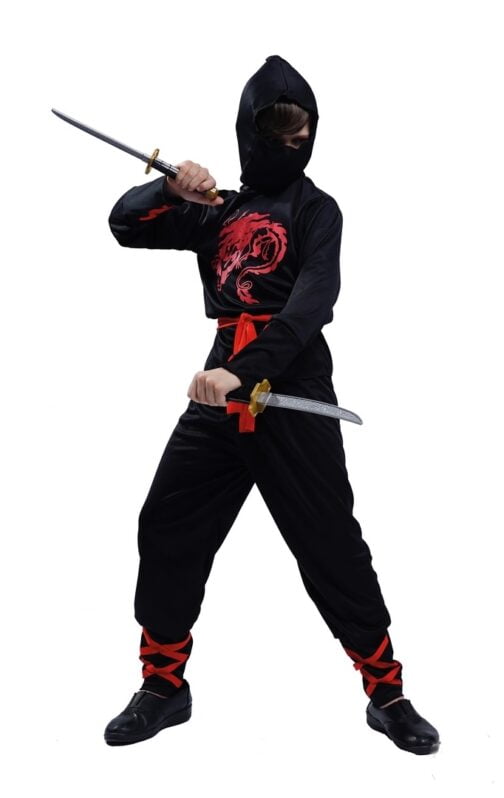 Costume ninja enfant noir rouge