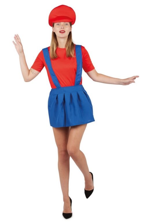 Costume plombier rouge bleu adulte femme