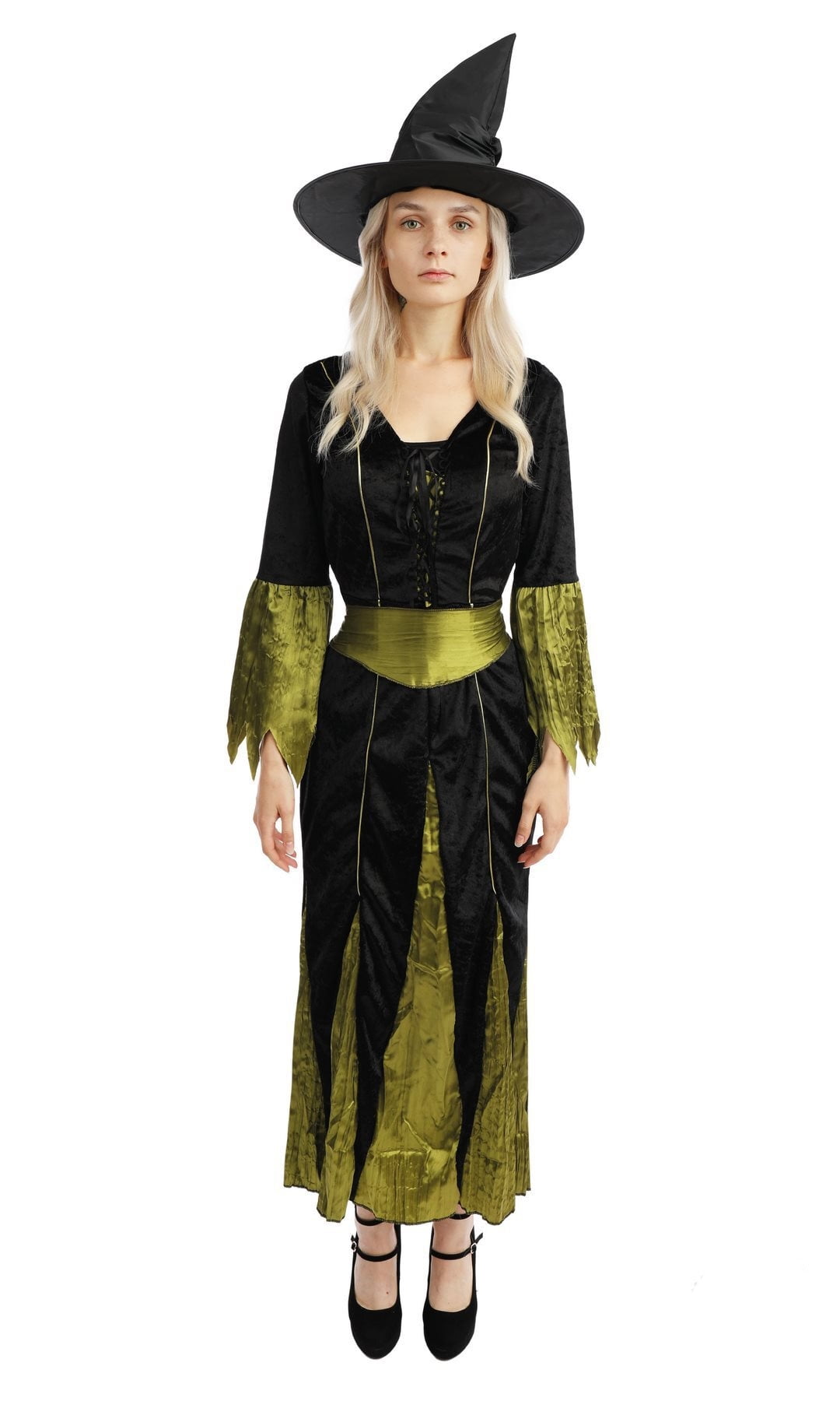 Costume sorciere noir vert adulte 1