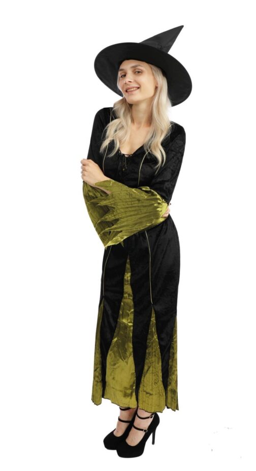 Costume sorciere noir vert adulte 2 1