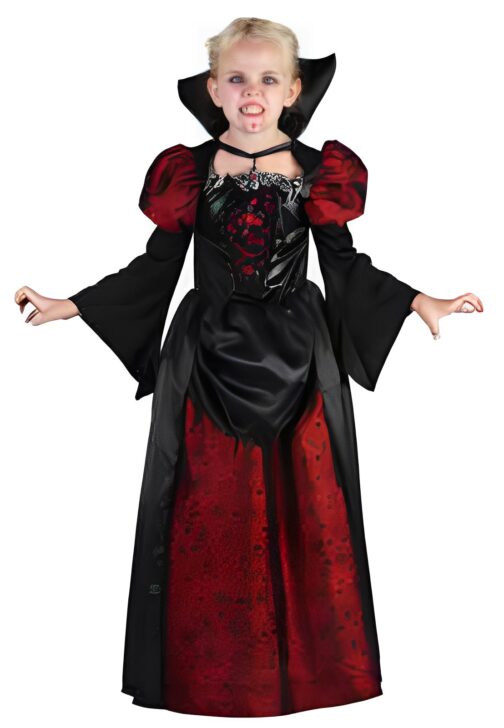 Costume vampiresse enfant noir rouge