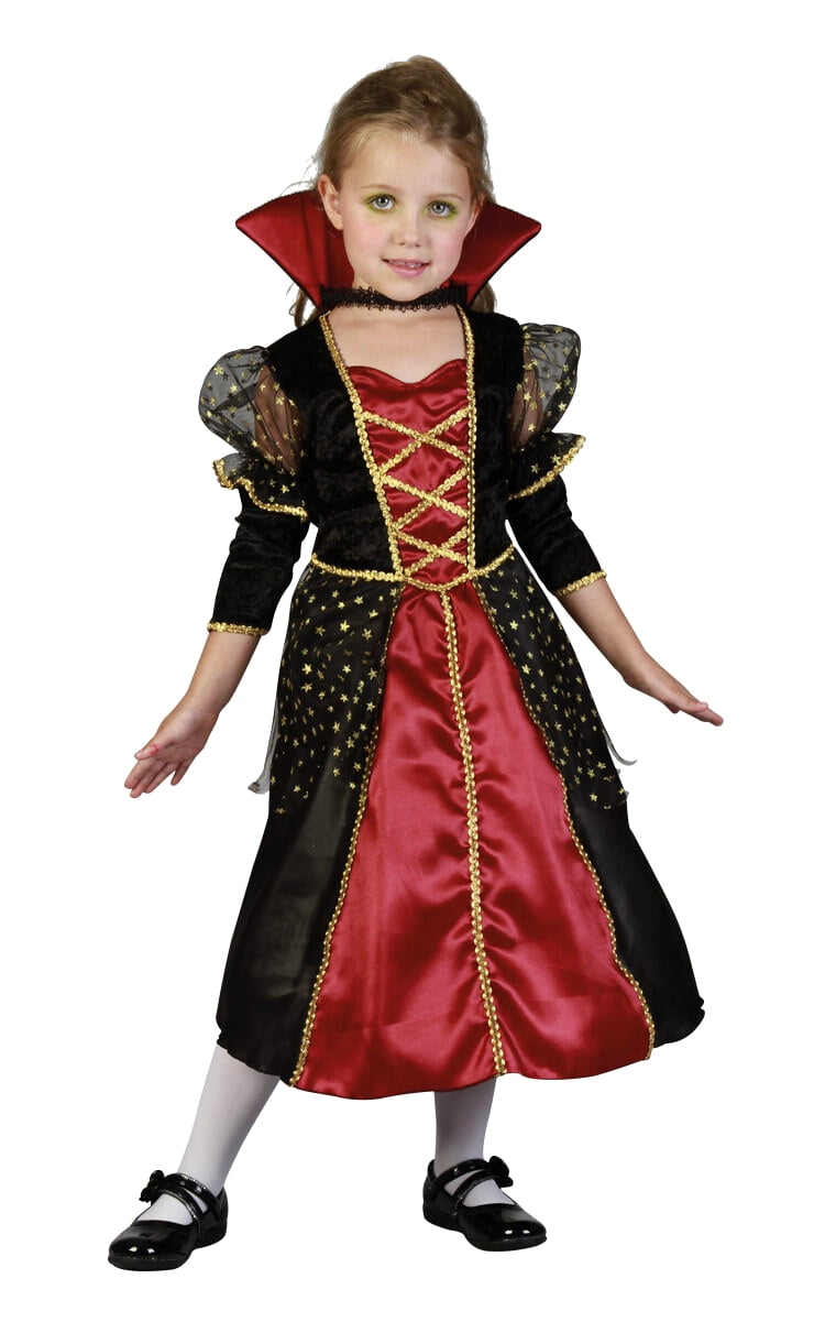 Costume vampiresse enfant noir rouge or