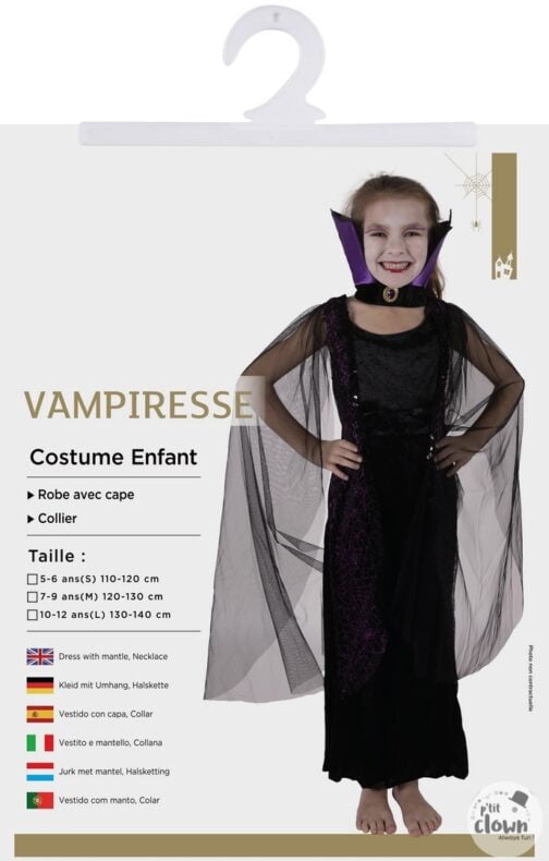 Costume vampiresse enfant noir violet 2