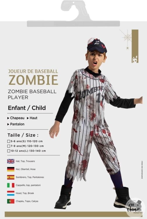 Costume zombie joueur de baseball enfant 2