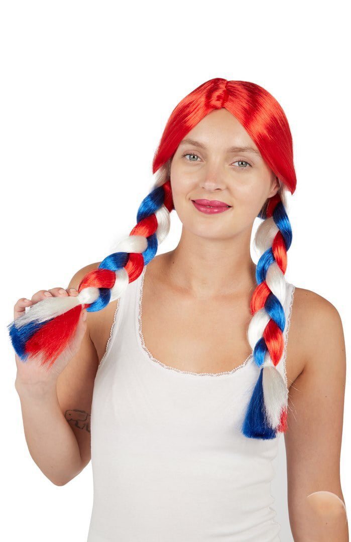 Perruque tresses bleu blanc rouge