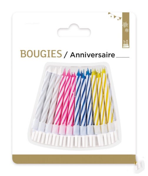 Bougie multicolore lot de 24