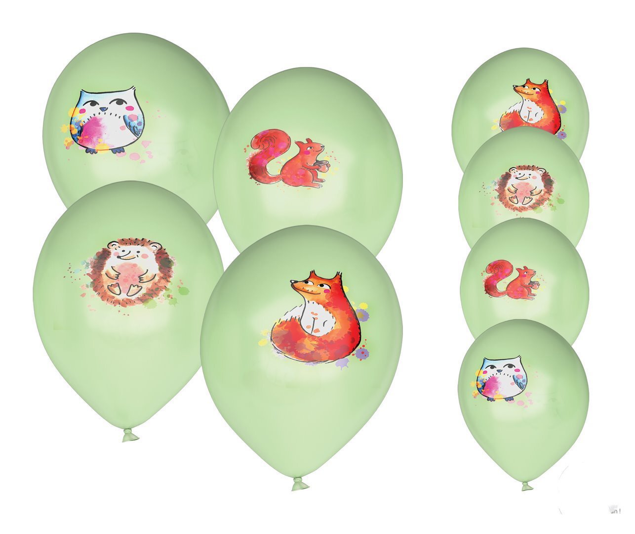 CL Ballon O 30 cm lot de 8 animaux de la foret