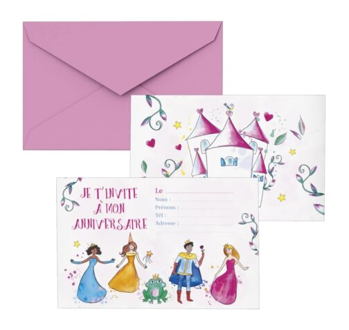 CL Carton invitation lot de 8 princesses