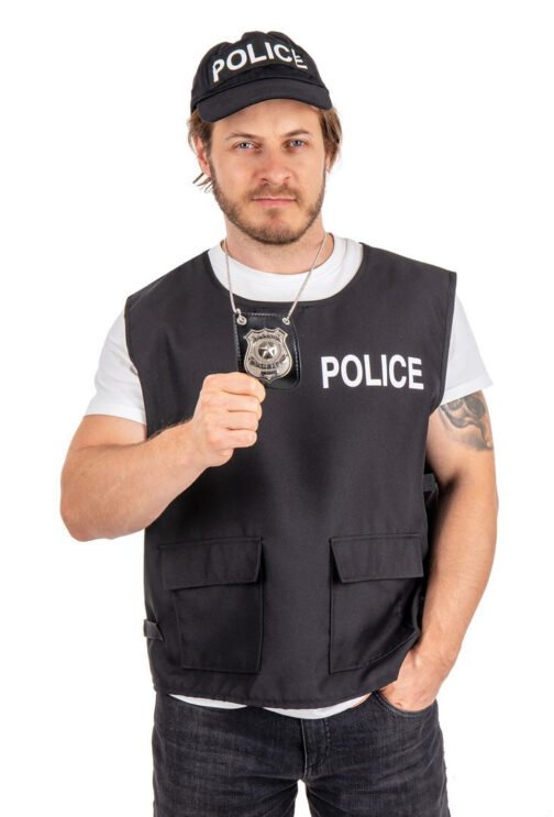 Collier badge policier 10 cm 2