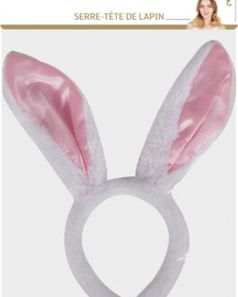 Serre-tête oreilles de lapin – rose, blanc