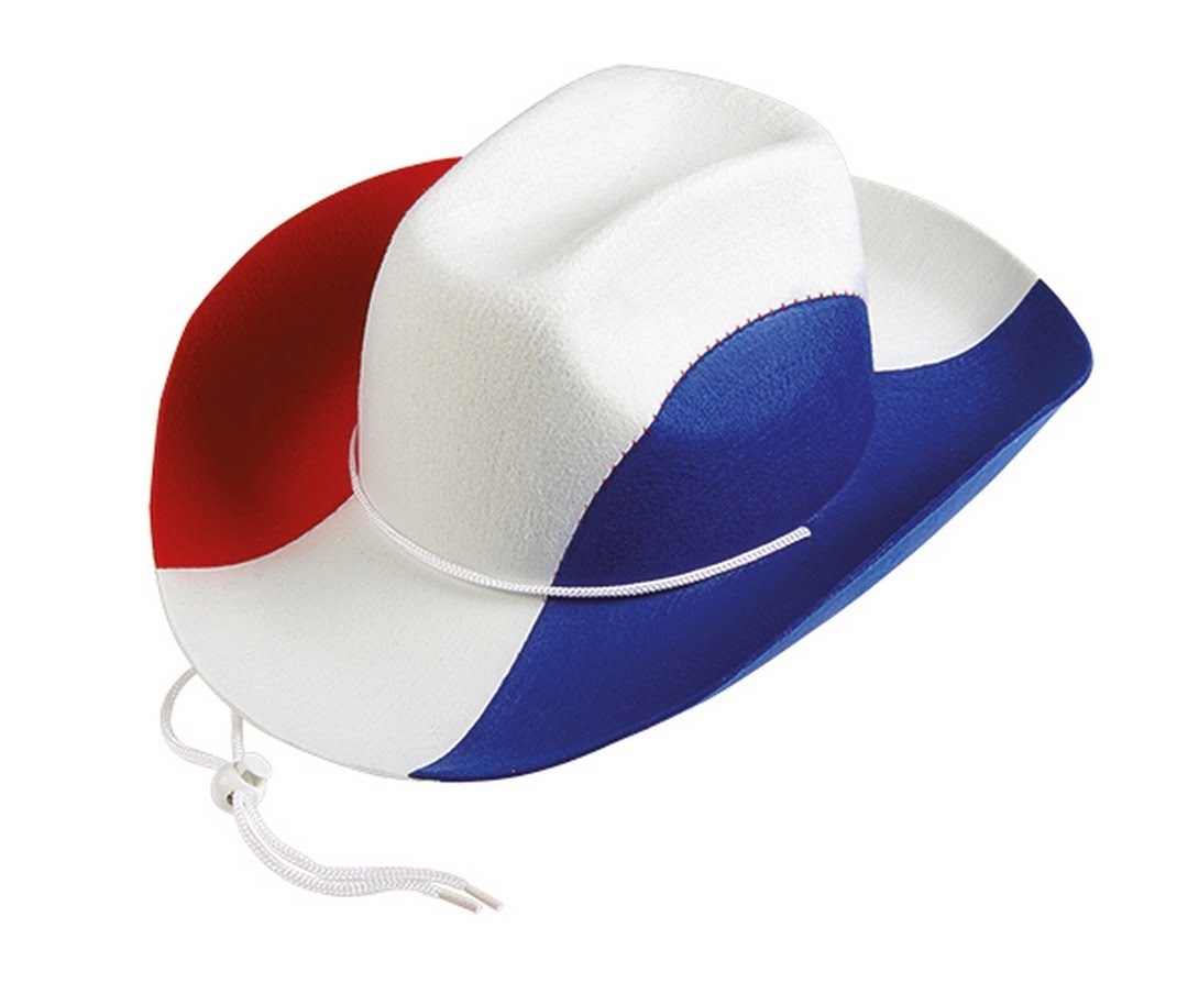 Chapeau de Cowboy bleu blanc rouge feutre adulte