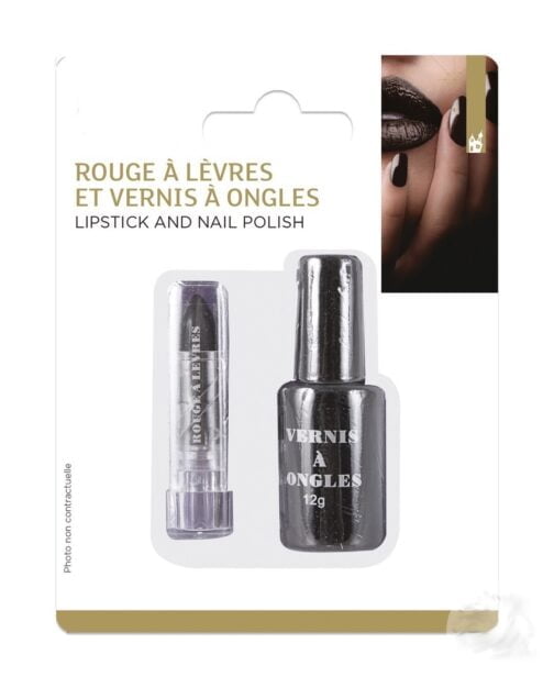 Vernis a ongles et rouge a levres noir